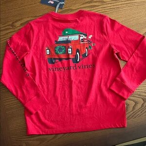 Vineyard Vines Kids Festive Red Long Sleeve Tee